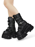 Black Rivet Platform Motorcycle Boots