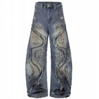 Men's Distressed Wide-Leg Cargo Jeans