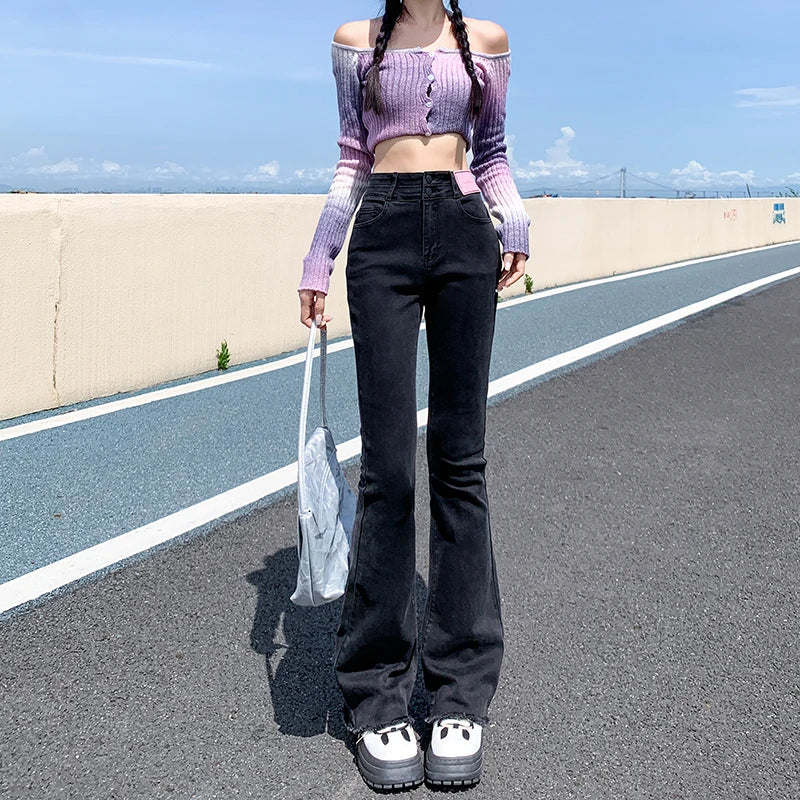 Women's High-Waisted Full-Length Flare Jeans