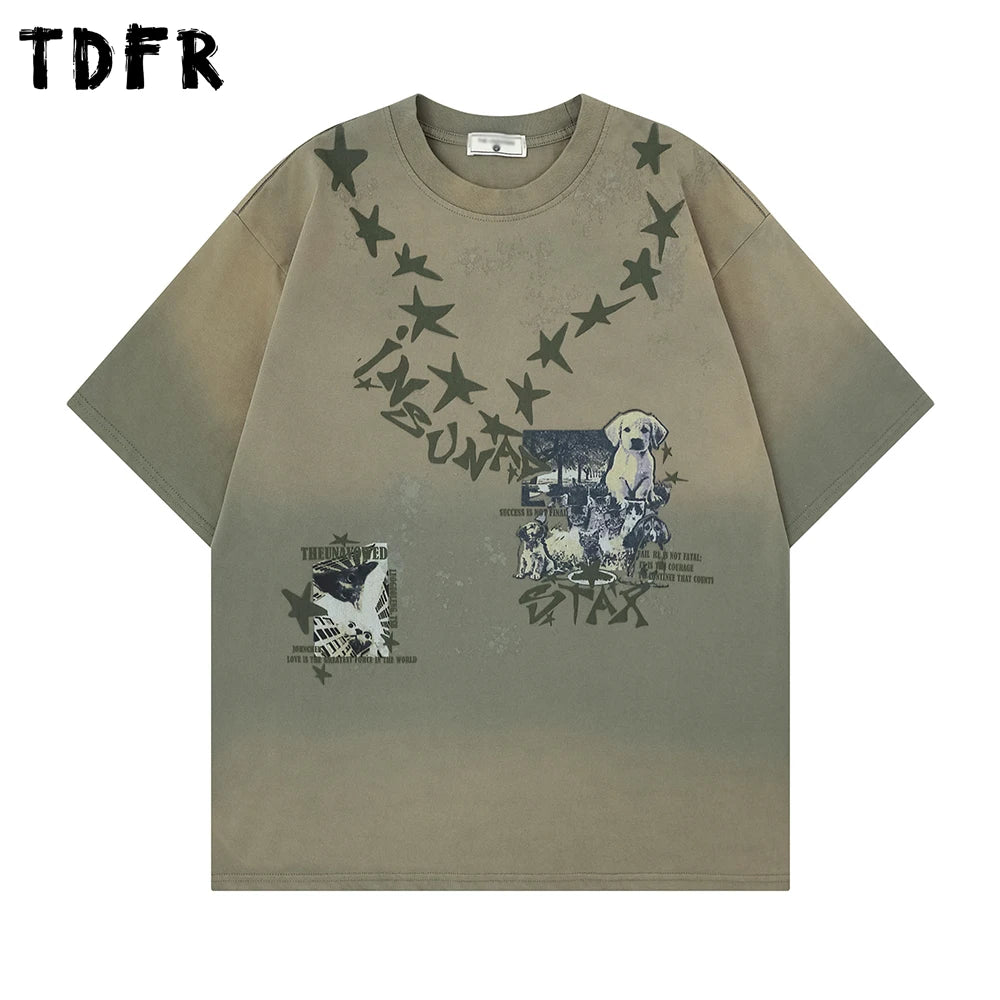 Men's Distressed Puppy Graphic Short-Sleeve T-Shirt