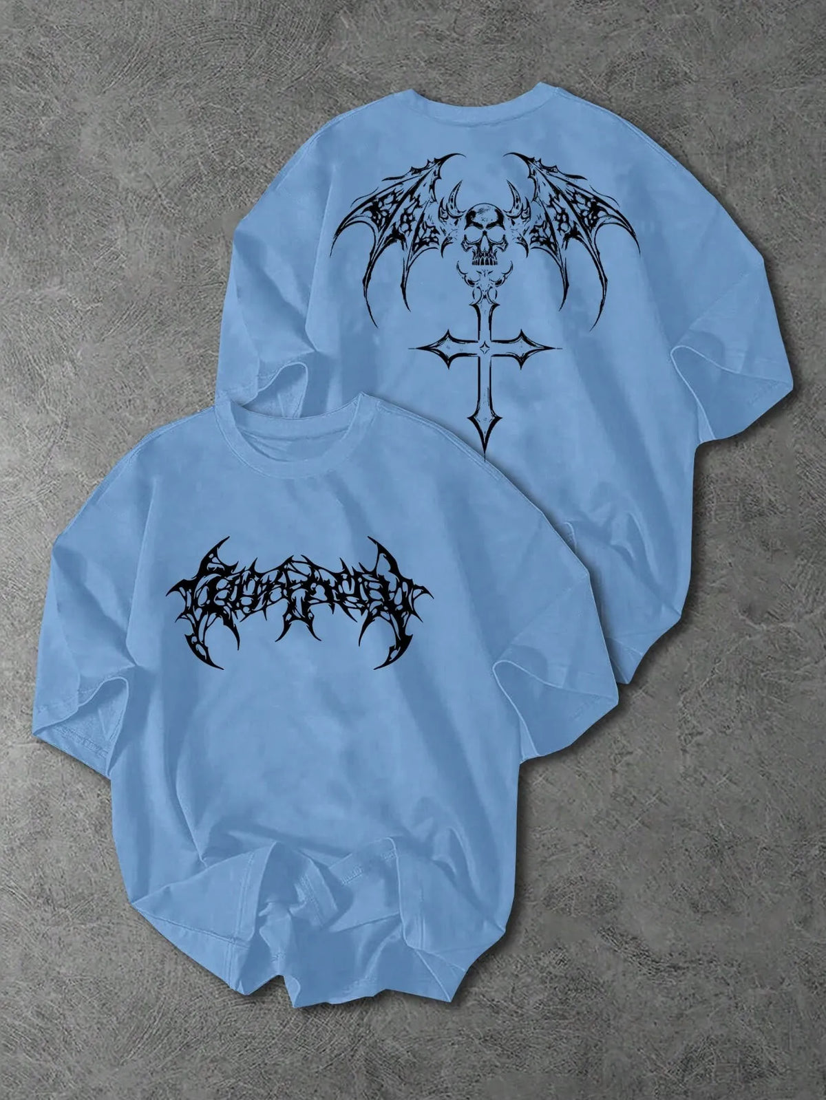 Men's Gothic Wing & Skull Graphic T-Shirt