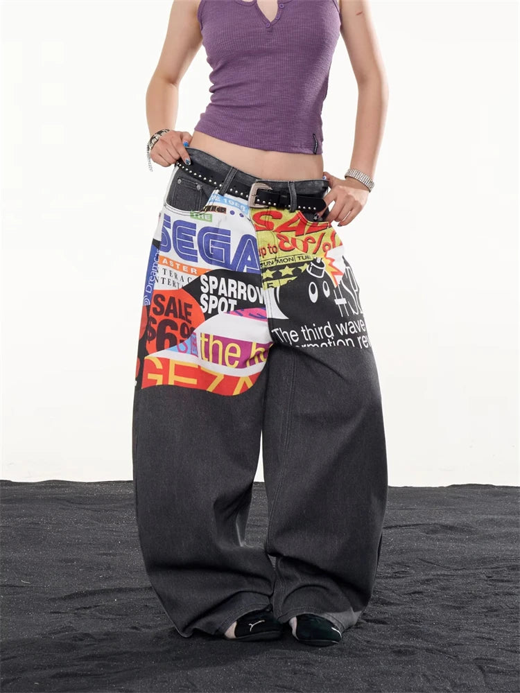 Women's Graphic Print Wide-Leg Pants
