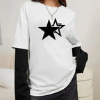 Women's Star Graphic Layered-Look Long-Sleeve T-Shirt