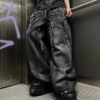Black Spider-Embroidered Baggy Jeans