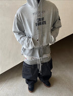 Washed Distressed Two-Piece Hoodie Pullover