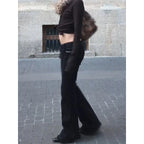Women's Black Low-Rise Flared Jeans