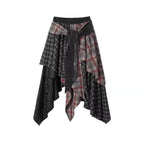 Women's Asymmetrical Patchwork Plaid Skirt