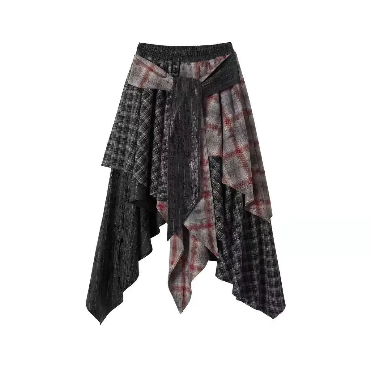 Women's Asymmetrical Patchwork Plaid Skirt