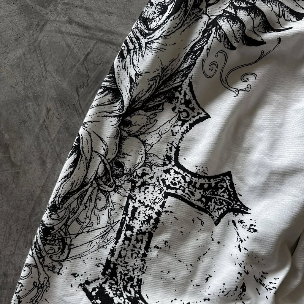 Skull Graphic Drawstring Pants