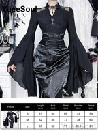 Women's Black Lace-Panel Long-Sleeve Top
