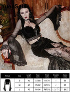 Women's Black Lace Long-Sleeve Top