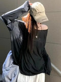 Sheer Off-Shoulder Long-Sleeve Top