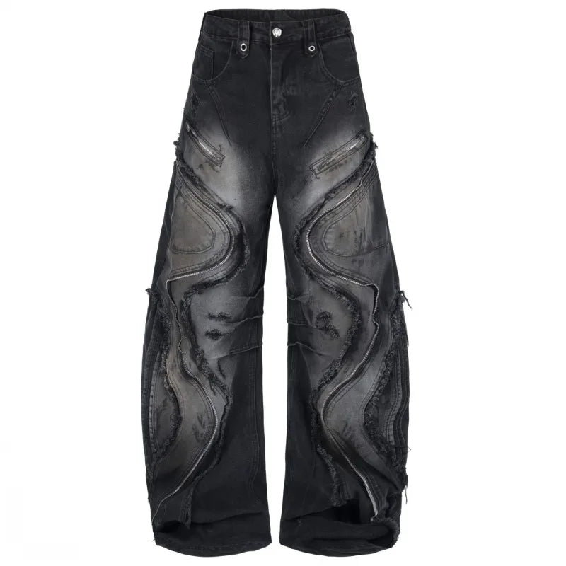 Men's Distressed Wide-Leg Cargo Jeans
