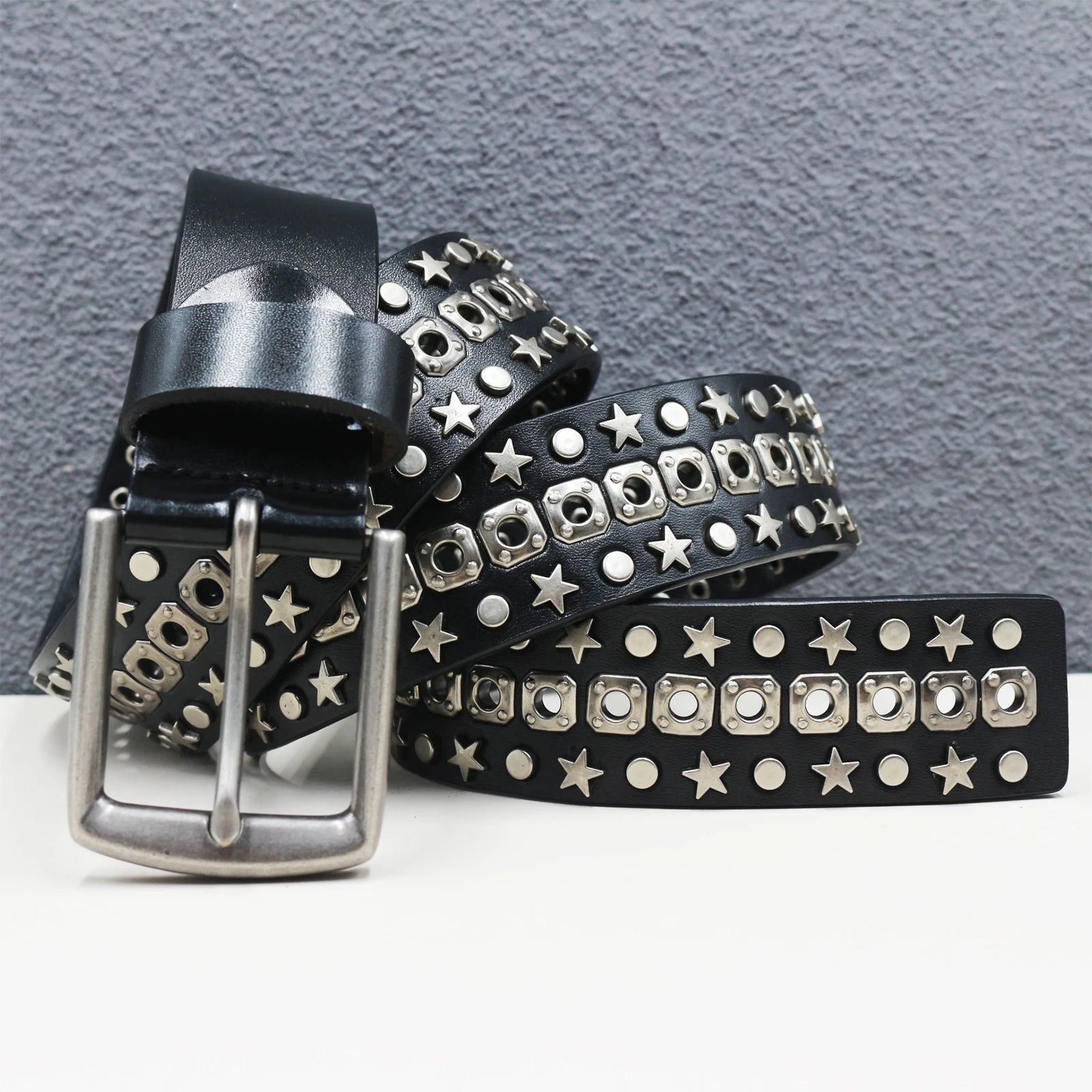 Punk Studded Leather Belt