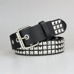 Black Studded Faux Leather Pyramid Rivet Belt