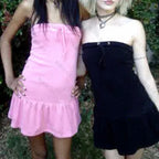Women's Y2K Strapless Mini Dress – Black or Pink