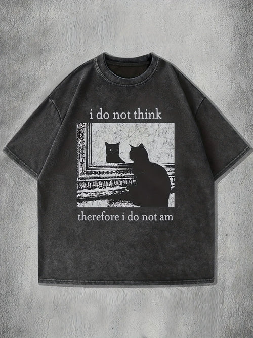 Grunge Black Cat Graphic T-Shirt