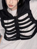 Grunge Hollowed Skeleton Hooded Vest