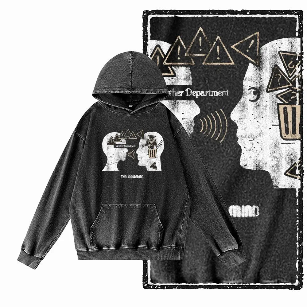 COOLMIND Acid-Washed Black Graphic Hoodie