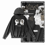 Men's Acid-Washed Black Graphic Pullover Hoodie