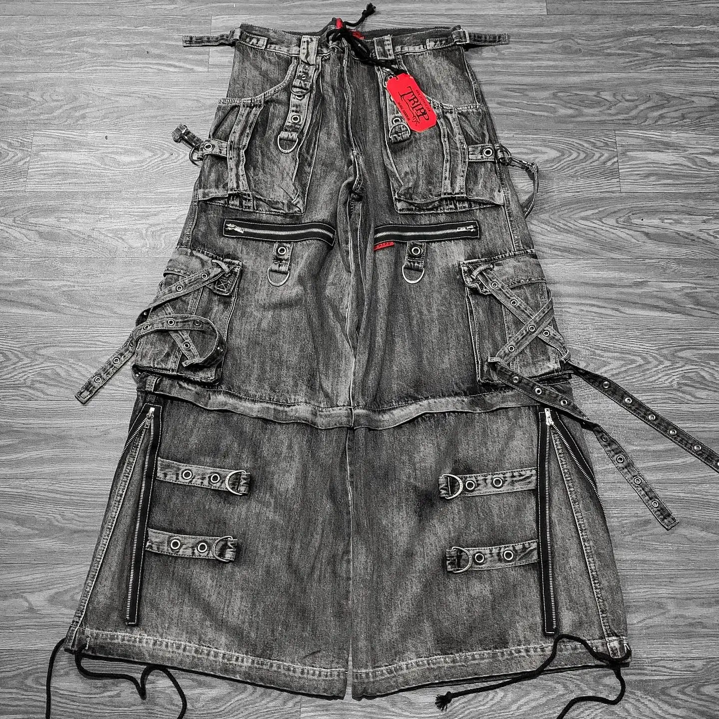 Vintage Washed Multi-Pocket Baggy Jeans