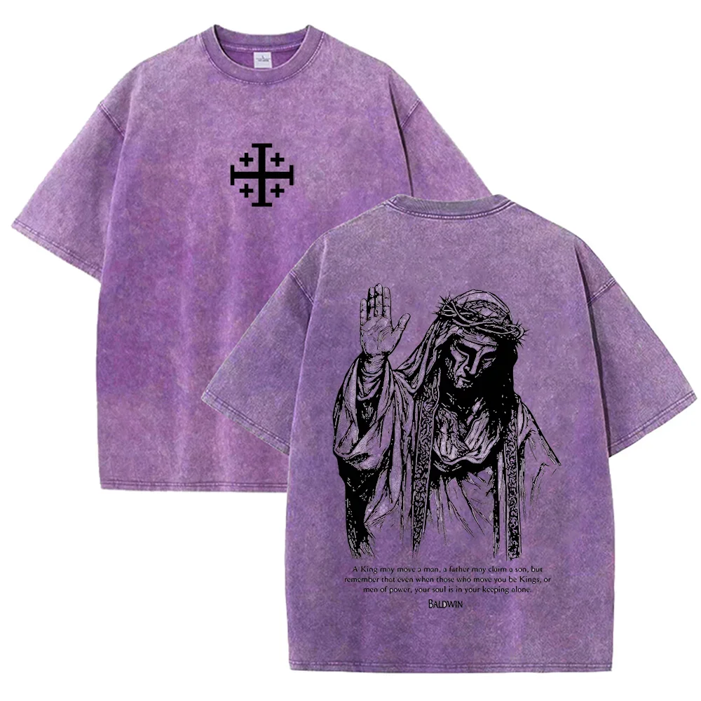 Jesus Crown of Thorns Graphic Washed Cotton T-Shirt