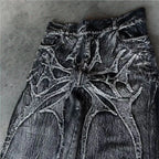 Black Spider-Embroidered Baggy Jeans