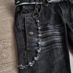 Women’s Black Embroidered Wide-Leg Jeans with High Waist