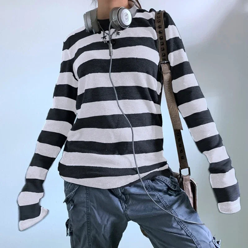 Women's Striped Long-Sleeve T-Shirt