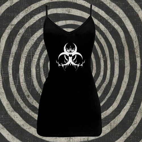 Black Printed Sleeveless Mini Dress
