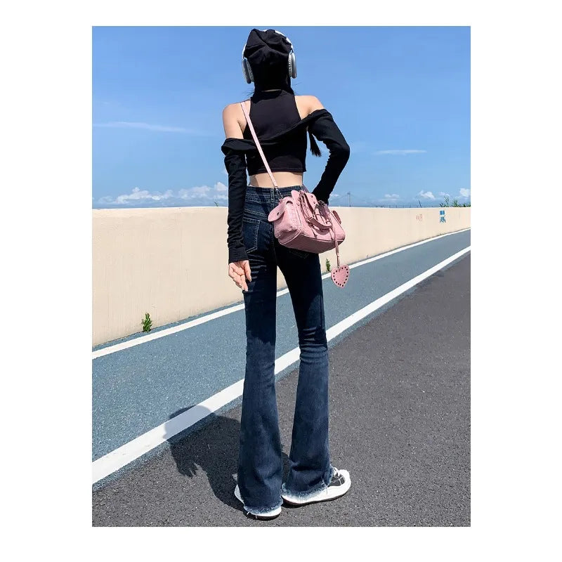 Women's High-Waisted Full-Length Flare Jeans