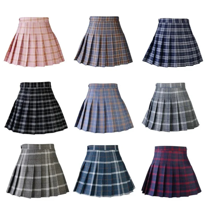 Grunge Plaid Pleated Mini Skirt