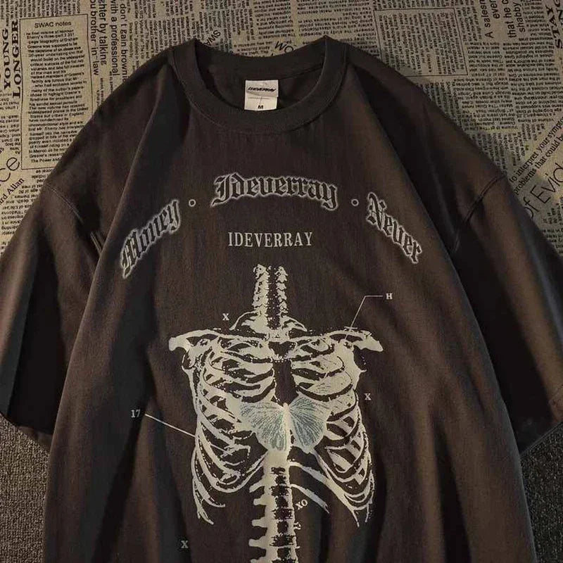 Grunge Skeleton Graphic Black T-Shirt