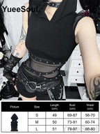 Women's Black Gothic Lace Mesh Sleeveless Corset Top