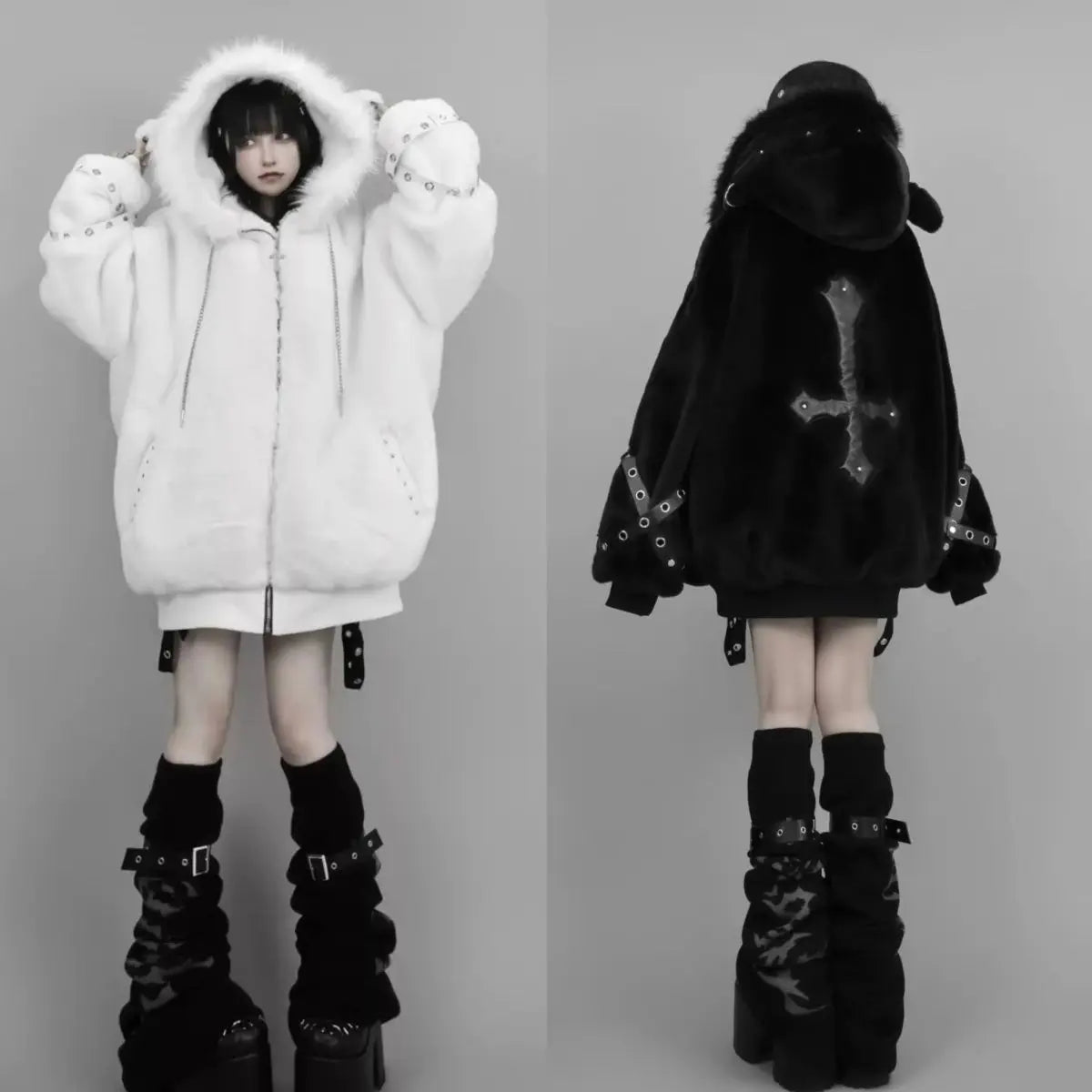 Women's Hooded Winter Jacket with Fluffy Trim