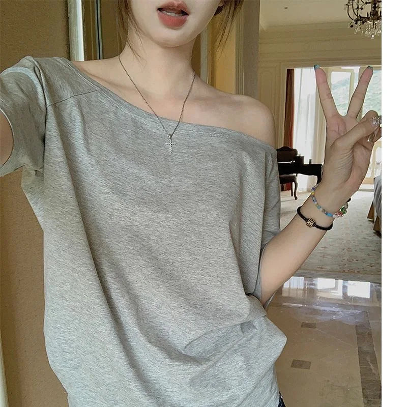 Women's One-Shoulder Long-Sleeve Top