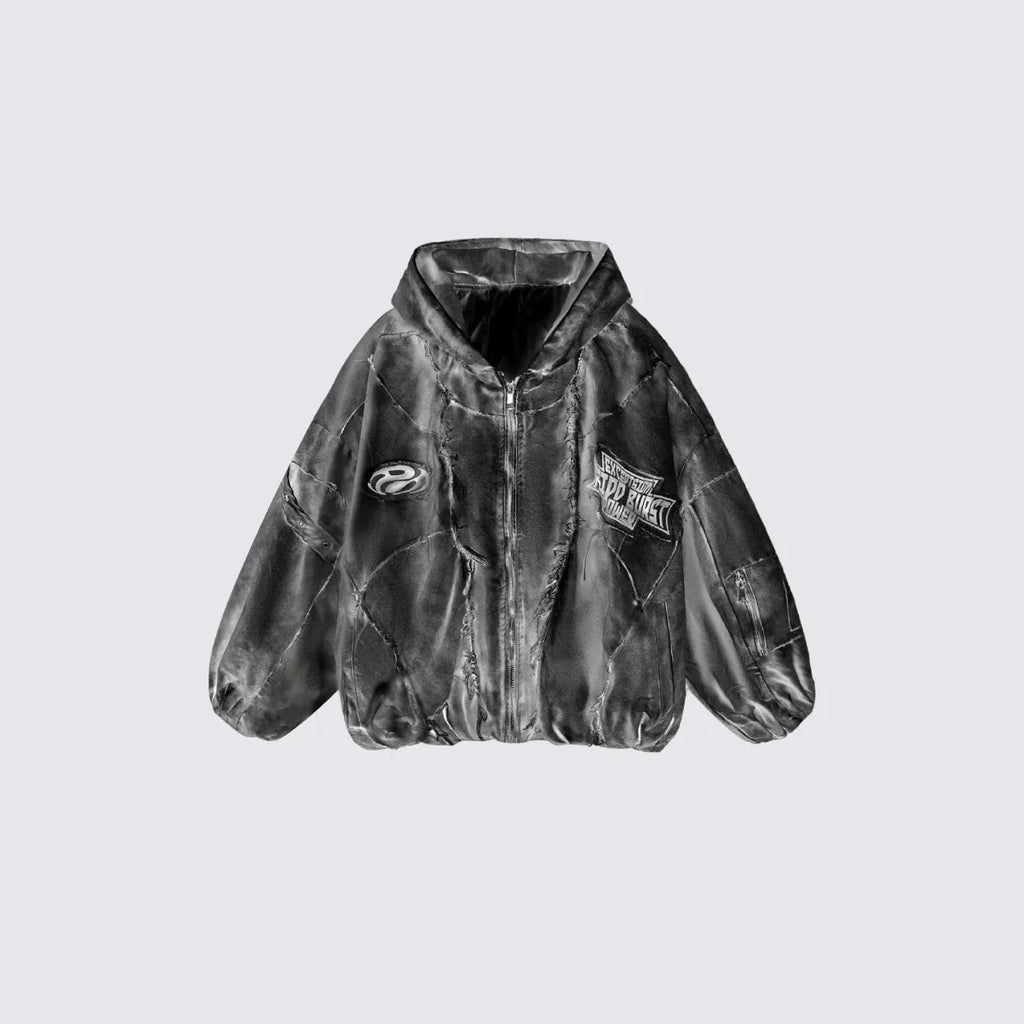 Men's Grunge Distressed Hooded Jacket