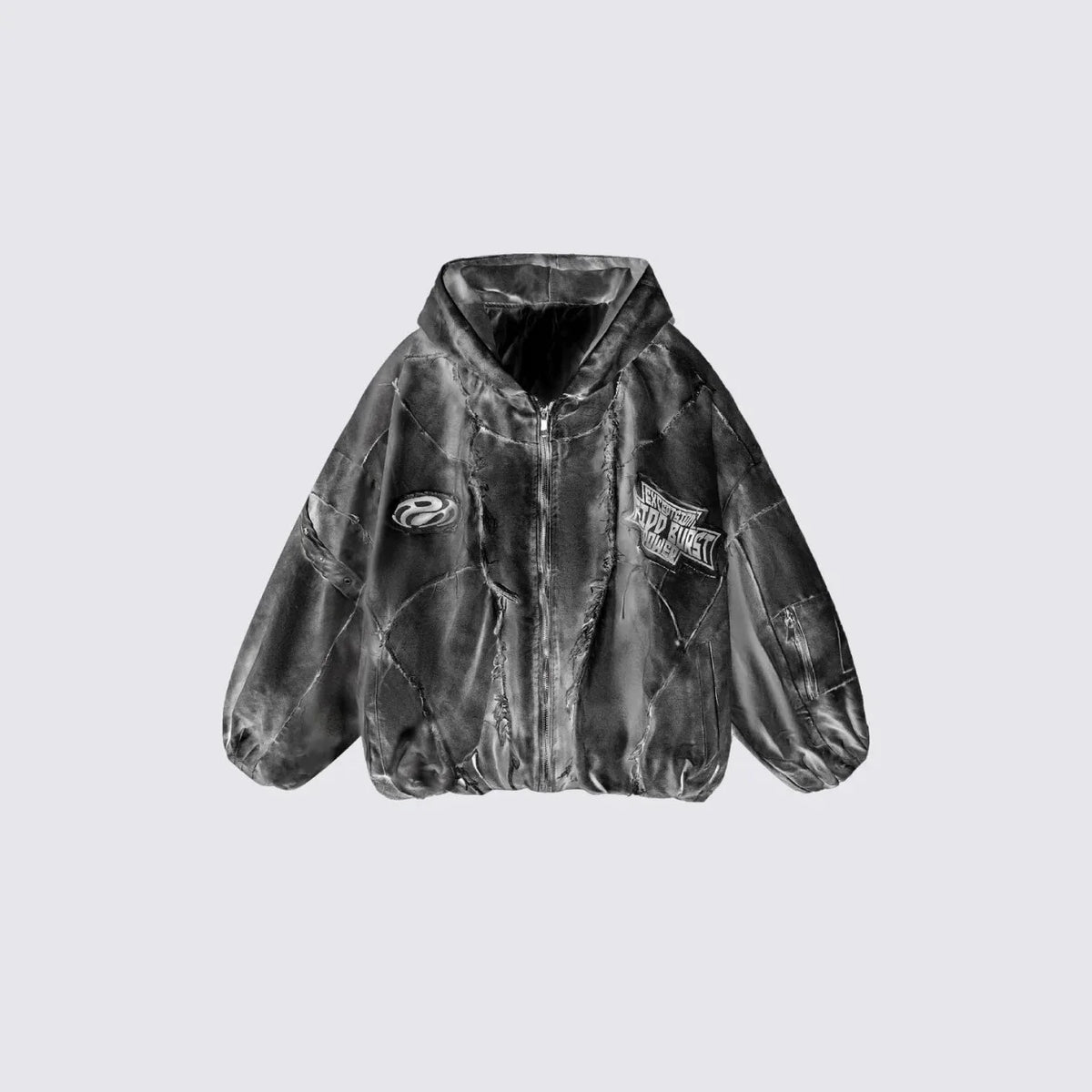 Men's Grunge Distressed Hooded Jacket