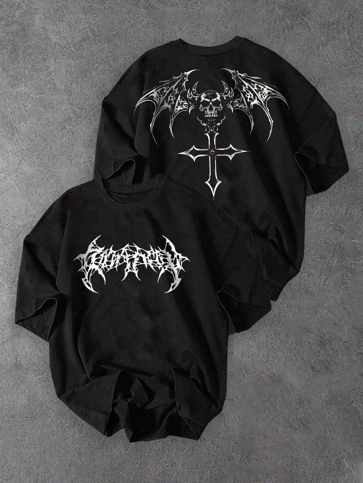 Men's Gothic Wing & Skull Graphic T-Shirt