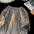 Men's Dark Gray Distressed Short-Sleeve T-Shirt