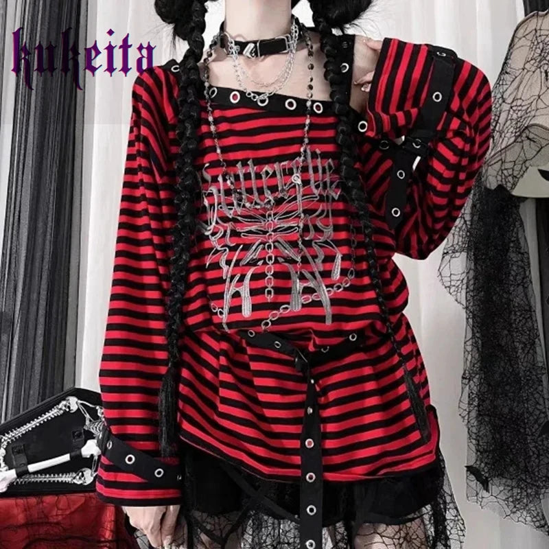 Striped Gothic Graphic Top