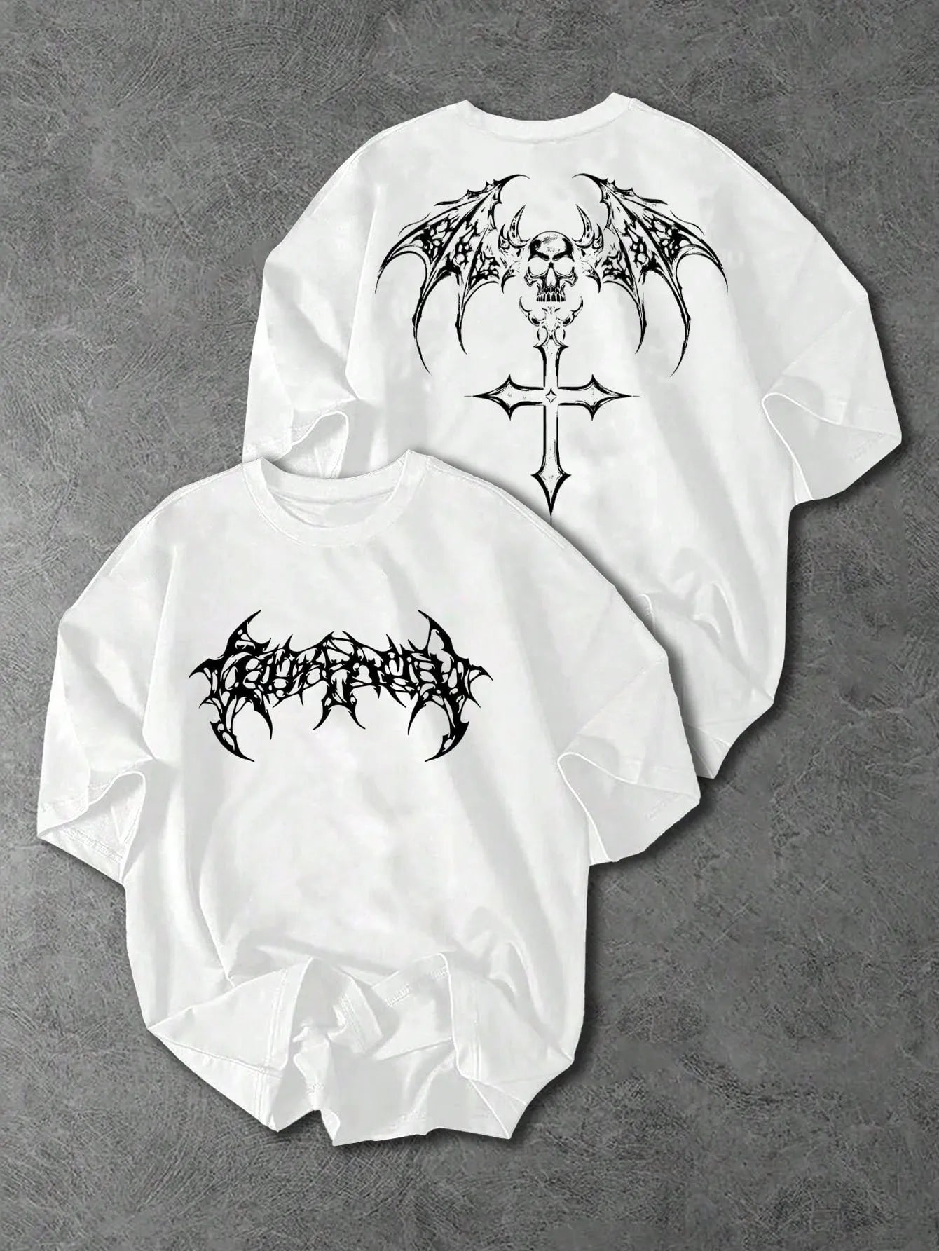 Men's Gothic Wing & Skull Graphic T-Shirt