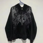 Women’s Black Graphic Zip-Up Hoodie