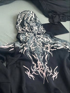 Men's Black Graphic Print Zip Hoodie