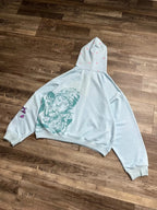 Light Blue Star & Graphic Zip-Up Hoodie
