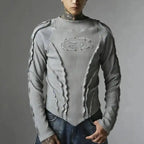 Men's Distressed Long-Sleeve Crew-Neck Top