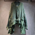 Women's Cable-Knit V-Neck Patchwork Sweater