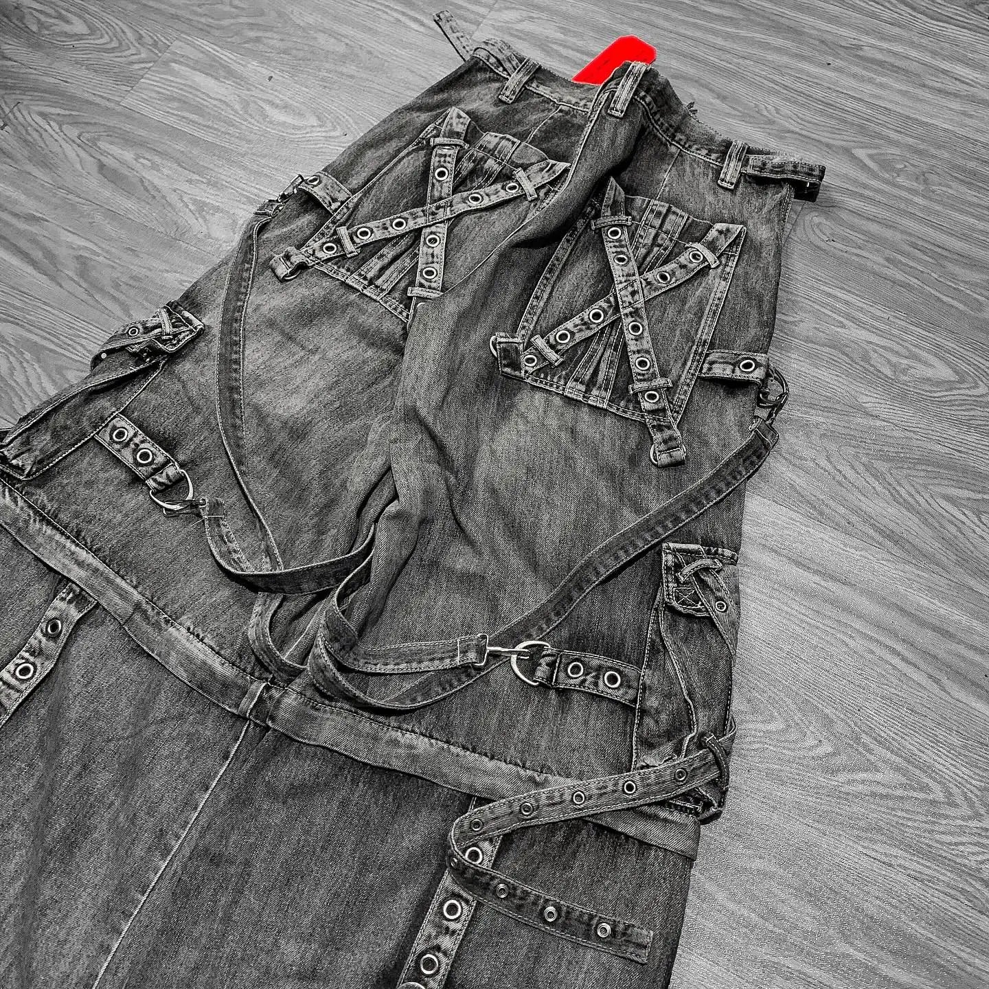 Vintage Washed Multi-Pocket Baggy Jeans
