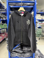 Men's Black Graphic Zip Hoodie
