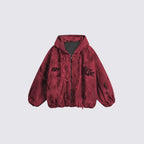 Men's Dark Red Hooded Distressed Utility Jacket